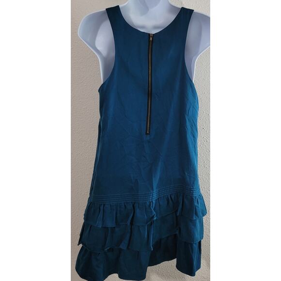 Lost April Blue Sleeveless Ruffled Mini Dress Small Pleated Bodice Soft Flowy - Picture 4 of 6